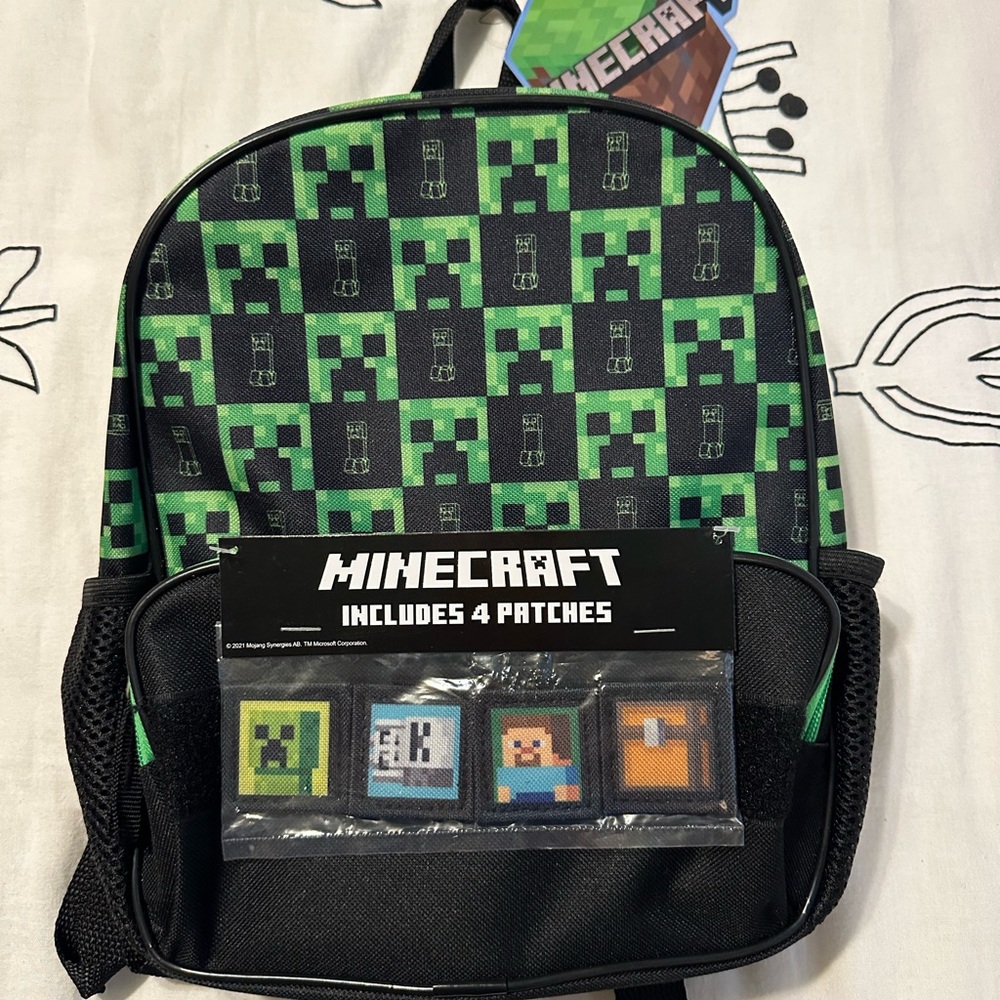 NWT Minecraft Creeper Toddler Backpack by Bioworld — Includes 4 Patches